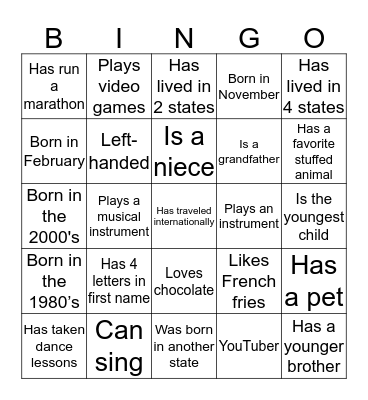 FLAMM FAMILY REUNION Bingo Card