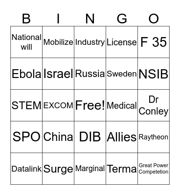 EW Bingo Card