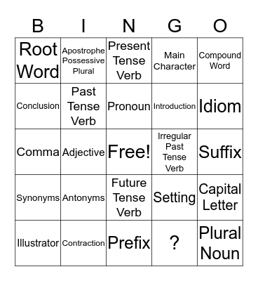 Everything WRITING! Bingo Card