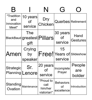 Luncheon Bingo Card