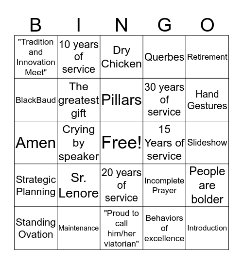 Luncheon Bingo Card