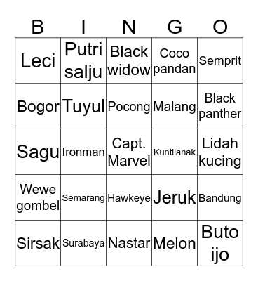 Bingo sama Setan Bingo Card