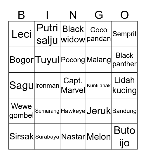 Bingo sama Setan Bingo Card