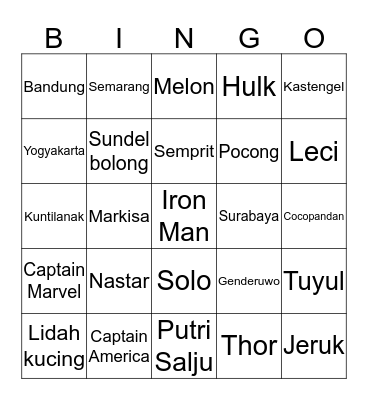 Raine’s Bingo Card