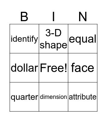 Math Words Bingo Card