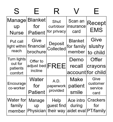 Service BINGO Card