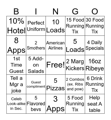 Aspen Bingo Card
