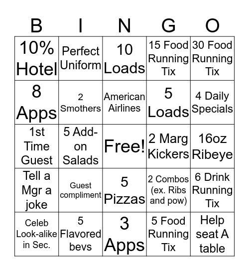 Aspen Bingo Card
