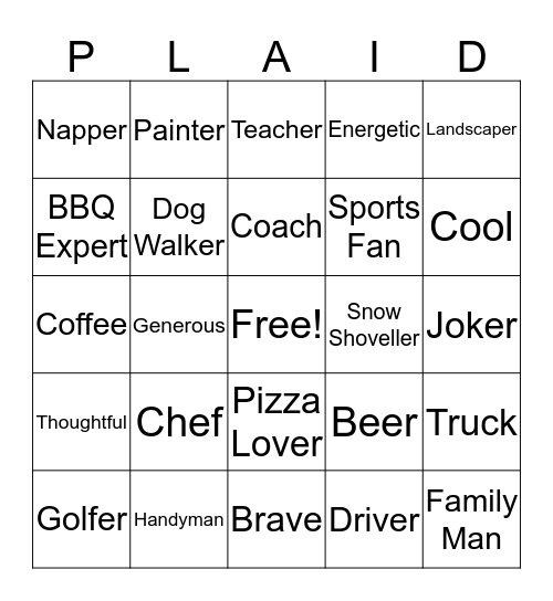 Miller Insurance - Plaid for Dad Bingo Card