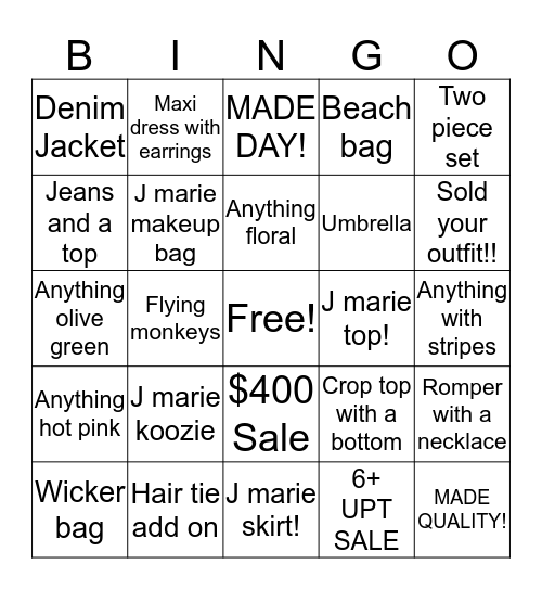 June Bingo Card
