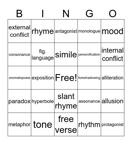 Lit Bingo Card