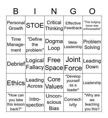 SOS Bingo Card