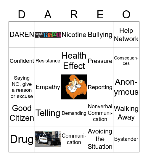 D.A.R.E. BINGO Card