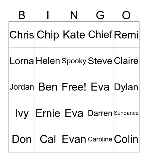 Lehnhof Family Bingo Card