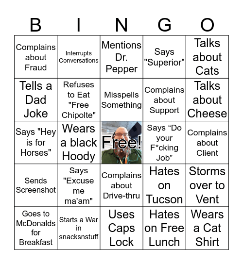 Matt Lattimore Bingo Game Bingo Card