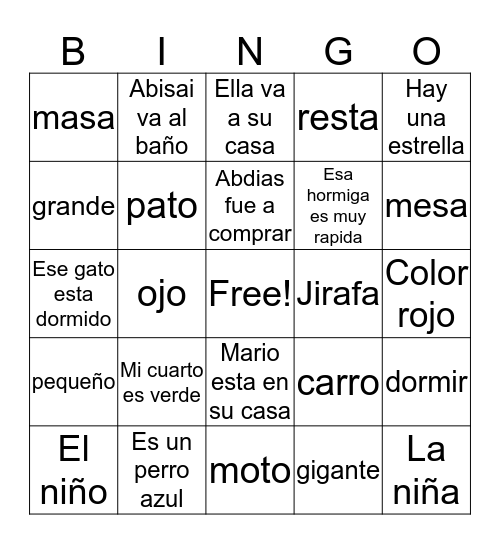 Untitled Bingo Card