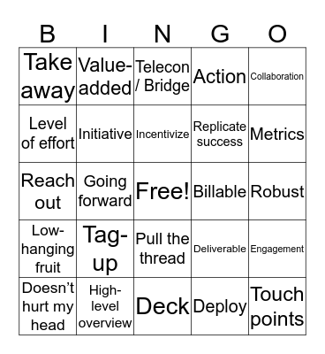 Consulting Lingo Bingo Card