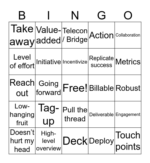 Consulting Lingo Bingo Card