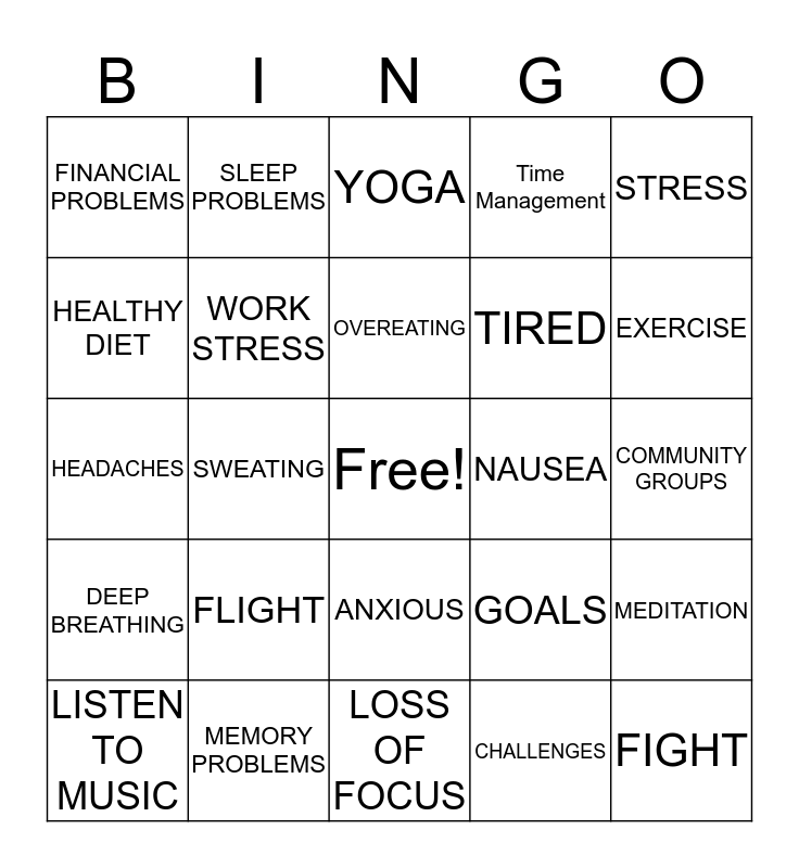 STRESS BINGO Card