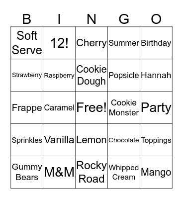 HANNAH'S BIRTHDAY BINGO! Bingo Card