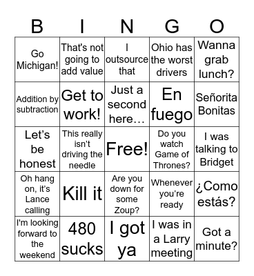 Weinstein Bingo Card