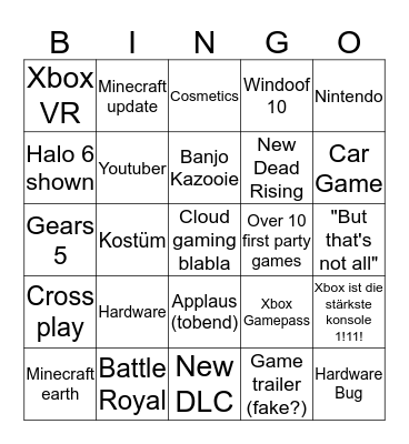 Microsoft Bingo Card