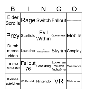 Bethesda Bingo Card