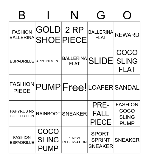 CHANEL  Bingo Card