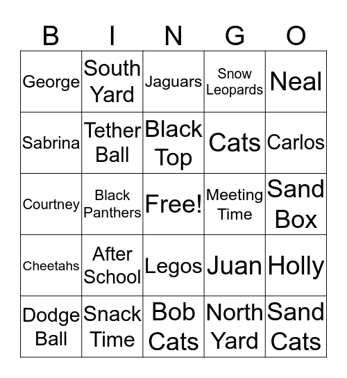 ! After School Bingo ! Bingo Card