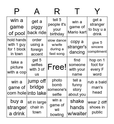 Ron's 50th Birthday Bingo Card