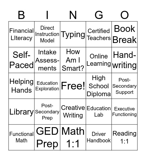 Education Unit Bingo Card
