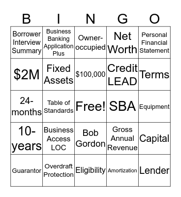 June 2019 Banker Meeting Bingo Card