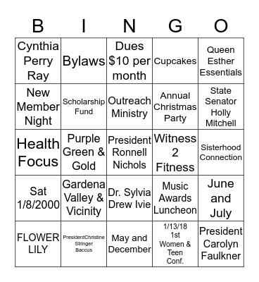 SISTERHOOD BINGO Card
