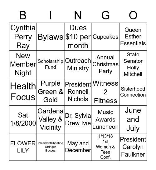 SISTERHOOD BINGO Card