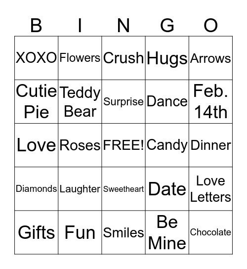 VALENTINES DAY Bingo Card