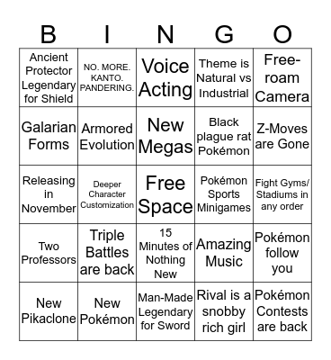 Pokémon Direct Bingo  Bingo Card
