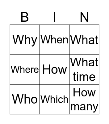 My Life Bingo Card