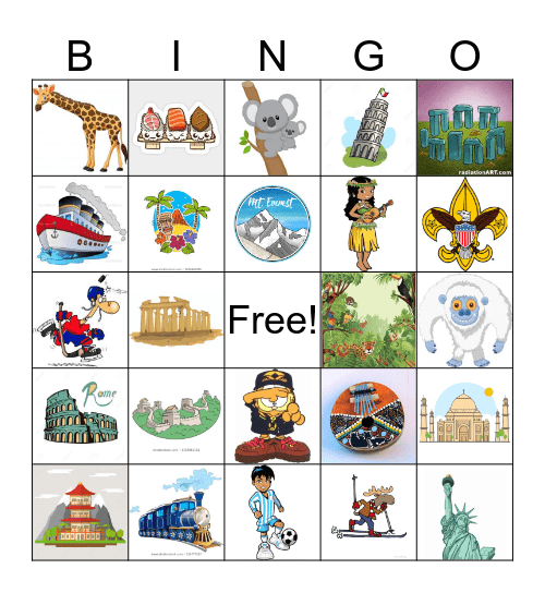 Around The World Bingo Card