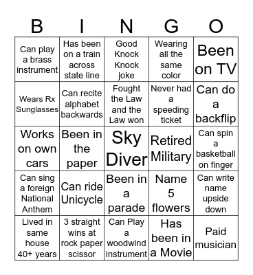 Grant Stake Getting to Know You Bingo Card