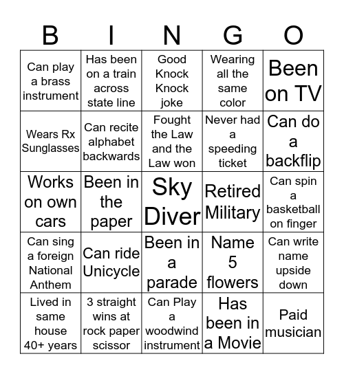 Grant Stake Getting to Know You Bingo Card