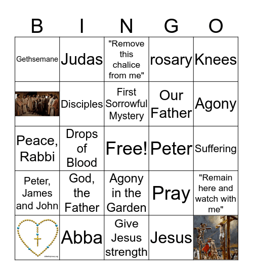 First Sorrowful Mystery Bingo Card