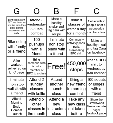 BFC JUNE CHALLANGE Bingo Card