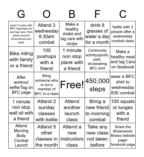 BFC JUNE CHALLANGE Bingo Card