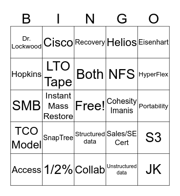 Cohesity Beach Bingo Card