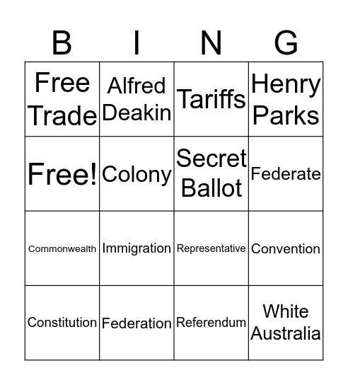 FEDERATION BINGO Card