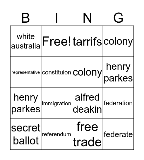 federation bingo Card