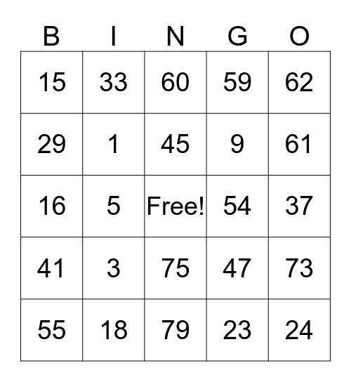 Crazy Family Bingo Night Bingo Card