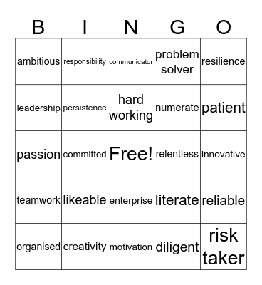 Entrepreneurs and Enterprise Bingo Card