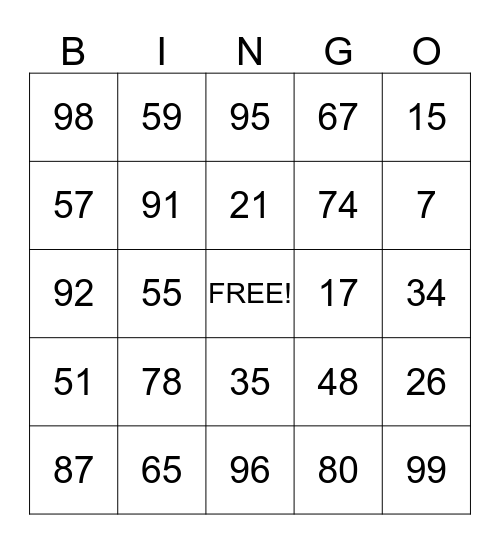 2 digit addition  Bingo Card