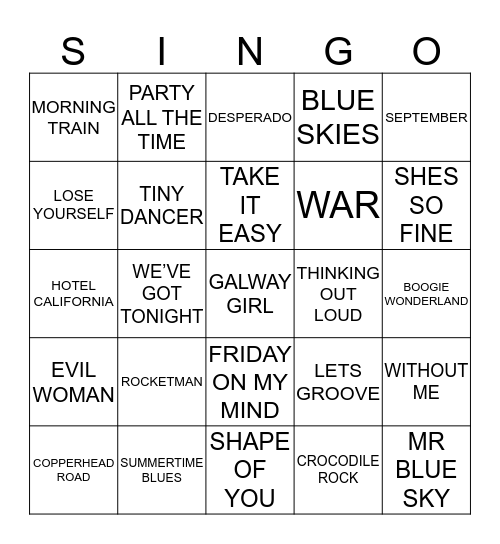 369 ARTISTS STARTING WITH THE LETTER E Bingo Card